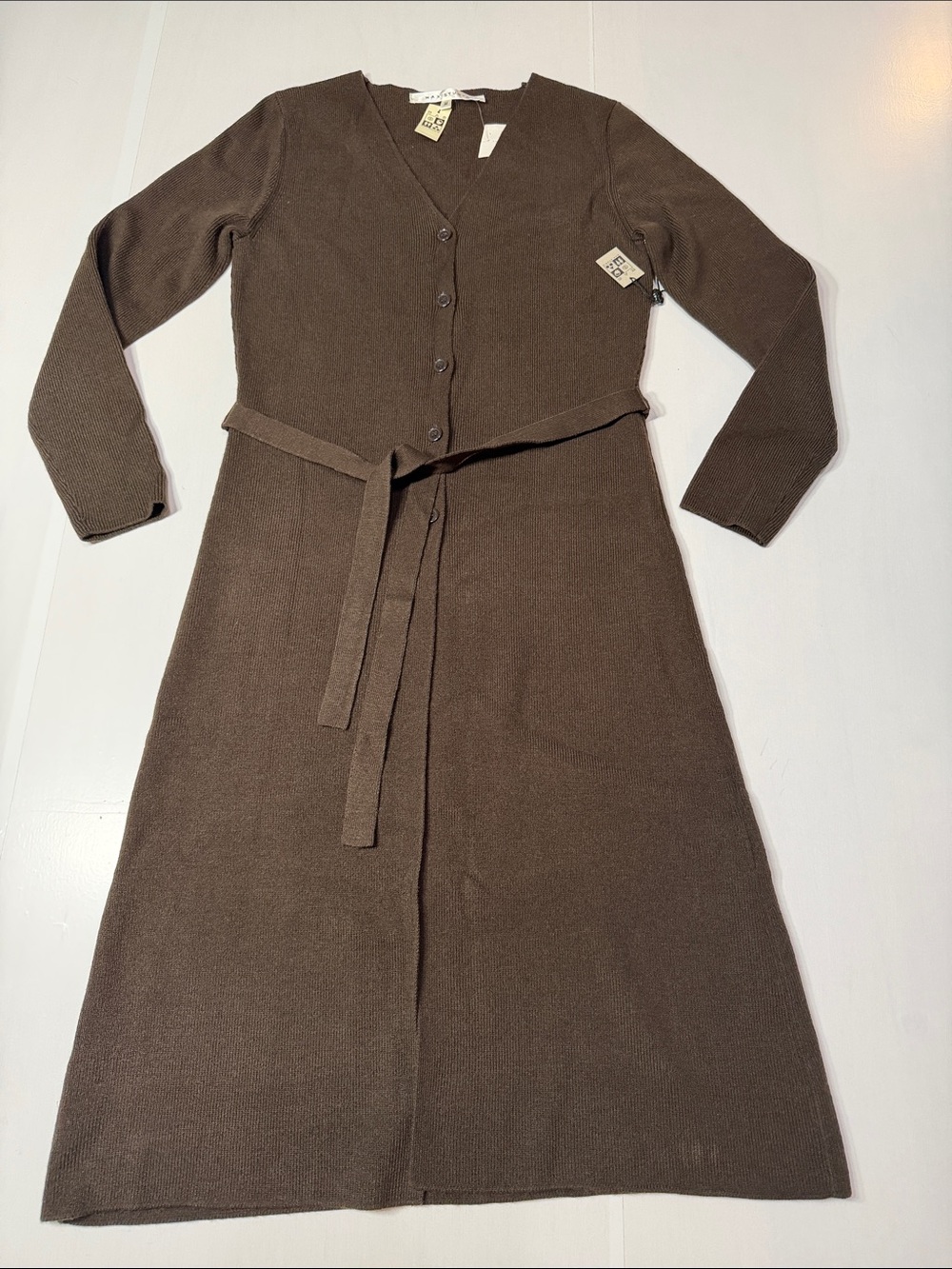 NWT Max Studio Knitted Maxi Cardigan Chocolate Brown size M